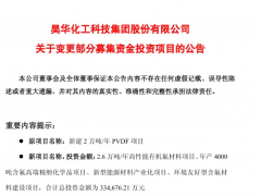 昊华科技“急刹车”：陕西2万吨PVDF项目终止，12.3亿募资全部转投川浙鄂高端氟材料赛道